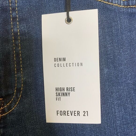 Forever 21 High Rise Skinny Raw Hem Red Stripe - Picture 5 of 12